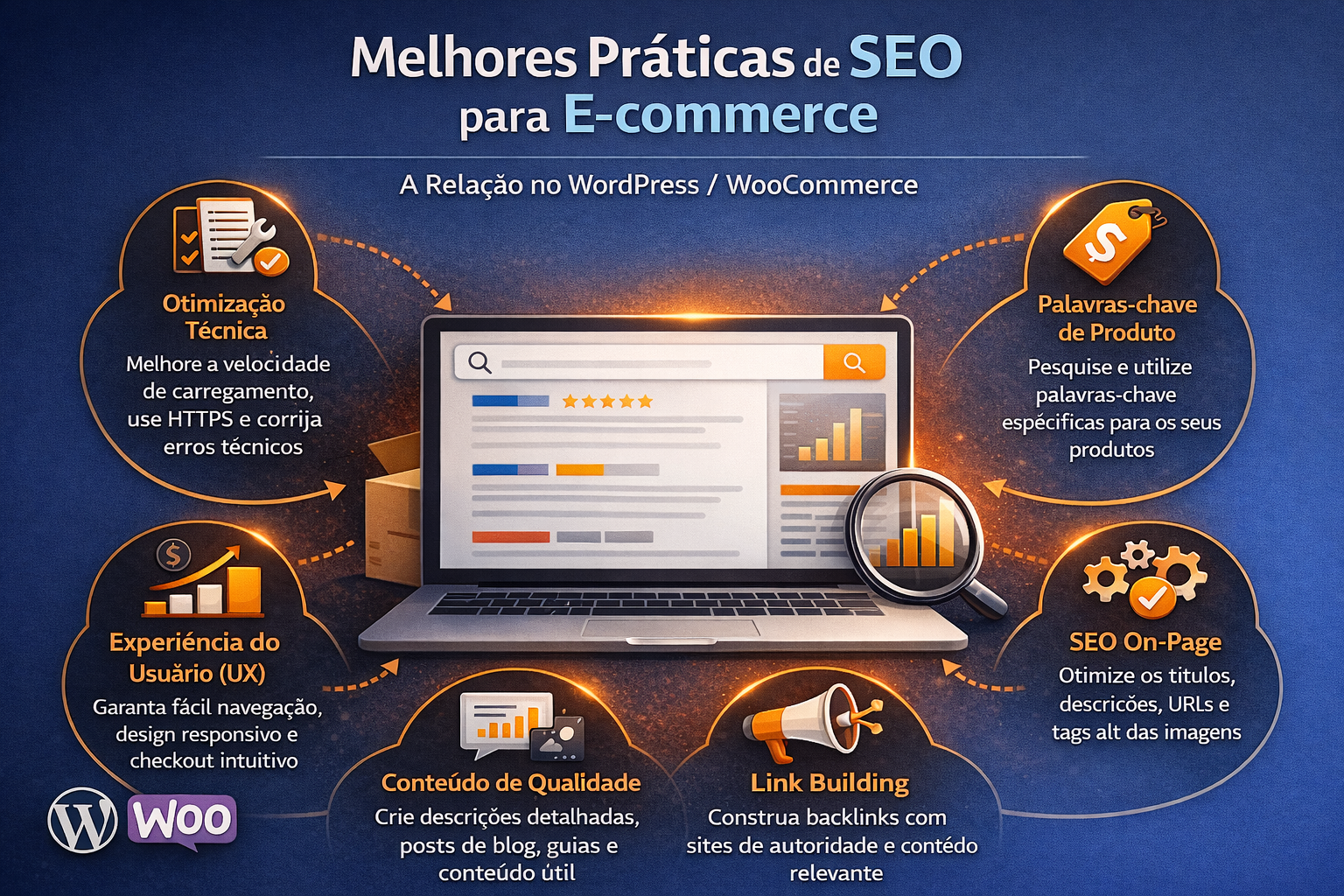Infográfico sobre as melhores práticas de SEO para e-commerce.